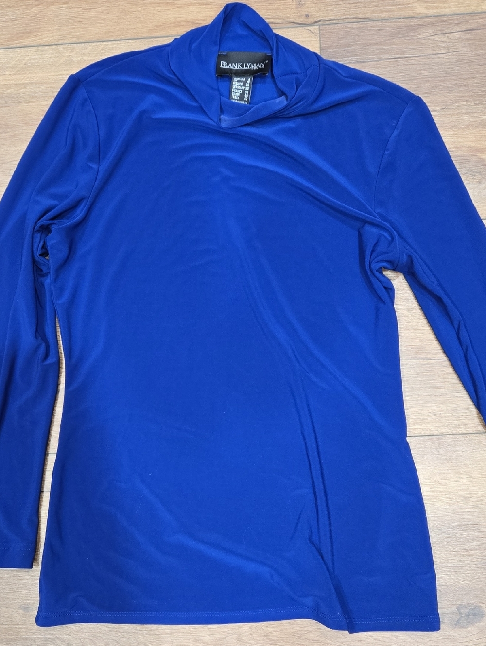 Frank Lyman Design Royal Blue Long Sleeve Mock Neck Top